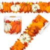 68.9 Ft Fall Bulletin Board Border Pumpkin Maple Leaves Bulletin Border Trim Scalloped Border Stickers Fall Thanksgiving Border Decorations for Fall Autumn Thanksgiving Classroom Chalkboard Wall Decor