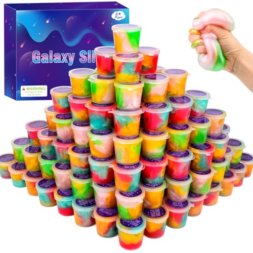 68 Pack Slime Kit for Kids, Mini Bulk Galaxy Slime for Party Favors, Birthday Gift, Goodie Bag Stuffers, Classroom Reward for Kids Girls Boys 8-12, Soft Stretchy Sensory Stress Relief Putty Toy