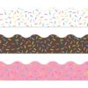 69ft Sprinkles Bulletin Board Borders White Brown Pink Decorative Trim Border 3 Styles Scalloped Border Stickers for School Wall Blackboard Classroom DIY Crafts, 60Pcs