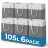 6Pack 105L Large Laundry Hamper, Waterproof Collapsible Laundry Baskets with Reinforced Long Handles, Freestanding Dirty Clothes Hamper for Laundry Room, Bedroom, Bathroom, Dorm Room (Grey)