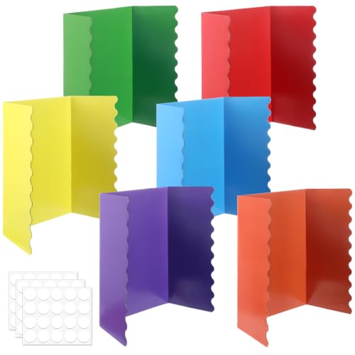 6 Pack 24”x16” Trifold Poster Boards Back to School Tri Fold Poster Board Corrugated Scalloped Display Boards Foldable Business Project Board for Presentation Science Fair Event Project(Colorful)