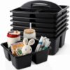 6 Pack 3-Compartment Plastic Classroom Caddy with Handle for School(Black)
