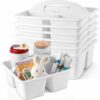 6 Pack 3 Compartment Small Caddy Plastic Classroom Organizer with Handle Portable Teacher Supply Storage Caddy Craft Art Caddies for Pencil, Crayon, Marker, Home, Office, School Supplies(White)