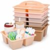 6 Pack 3 Compartment Small Caddy Plastic Classroom Organizer with Handle Portable Teacher Supply Storage Caddy Craft Art Caddies for Pencil, Crayon, Marker, Home, Office, School Supplies(Boho Pastel)