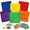 6 Pack Double-Sided Geoboard Math Preschool Classroom Manipulative for Kids