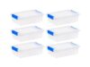 6 Pack Plastic Storage Bins with Lids 2.4 Qt, Clear Stackable Totes for Home Garage Office, Heavy Duty Latching Containers for Closet Pantry Craft Organization, Small Size