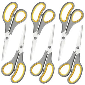 6 Packs Scissors All Purpose, 8 Inch Scissors Bulk Sharp Sewing Fabric Shears for Office Home School Supplies, Stainless Steel Craft Scissor for Adults Teachers, Right/Left Handles Cutting Tools