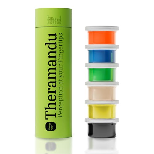 6 Pack Theramandu Therapy Putty for Teens and Adults, Hand Strengthening and Sensory Therapy Putty for Exercise, Non-Toxic Hand Putty, 6 Different Resistances, 3 Ounces of Each Putty