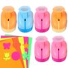 6pcs Craft Hole Punch Paper Punchers for Scrapbooking with 6 Shapes 10 Sheets Cardstock Paper 1-inch Craft Punchers for Office Scrapbook Crafting DIY Card Making Gift Wrapping