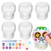 6 Pcs Day of The Dead DIY Ceramic Sugar Skull Crafts Paint Your Skull Statues Blank Paintable Skull Ornaments for Dia De Los Muertos Altar Ofrenda Decoration Supply