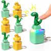 6 Pcs Duck Quacking Fidget Toy Lizard Sound Keyboard Keychain Clicker Fun Portable Animal Button Anxiety Relief Toy with Colorful Lights for Adult Stress Relief Travel Sensory Stocking Stuffers