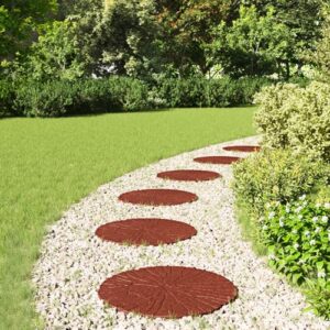6 Pcs Garden Stepping Stones 17.72 Inch Diameter Rubber Pavers for Walkway Path Backyard Lawn Decor Red