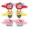 6 Pcs Girls Snap Hair Clips, Embroidered Barrettes with Fruit and Bee Designs, Fabric-Covered Non-Slip Hair Accessories for Girls