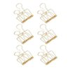 6Pcs Golden Hollow Out Long Tail Wire Binder Clips Paper Binder Clip Binder and Paper Clips Small in Size and Light in Weight Clips