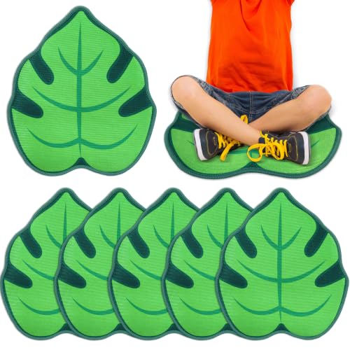 6Pcs Green Leaf Carpet Seats for Classroom 16 Inch Back to School Classroom Rug Leaf Shape Floor Mat Educational Non Slip Carpet Cushion Decor for Preschool Kindergarten Daycare Learning Playing Areas