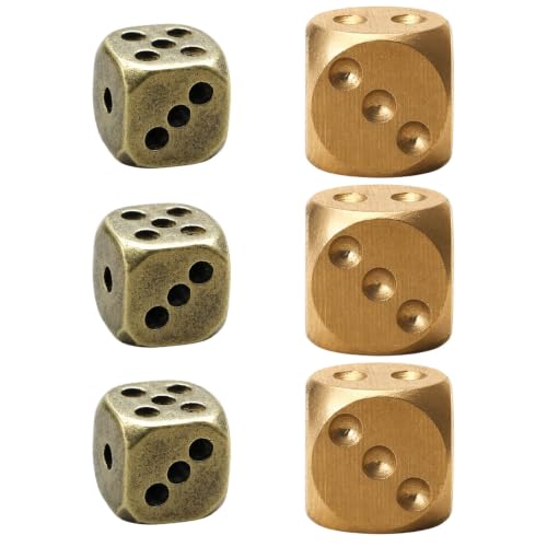 6PCS Mahjong Dice Set, Gold Dice for Game Enthusiasts and Party Hosts, Six Multi-Sized Game Dices for Board Games and Social Events, Large 1.5 cm and Small 1.1 cm Dices Dish Mahjong