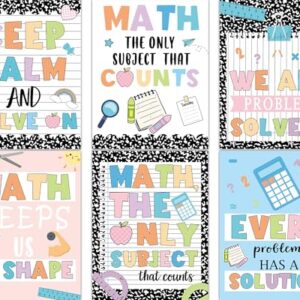 6 Pcs Math Posters Composition Notebook Classroom Decor Fun Motivational Mathematics Educational Wall Art for Elementary Middle and High School Classroom Bulletin Board Decor Teacher Must Haves