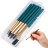 6 Pcs Mini Travel Short Watercolor Brush, Paint Brush Including Flat and Round Brushes for Beginner and Professional Art, Paint, Oil or Acrylic Painting