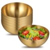6 Pcs Mixing Bowls Salad Bowls, 5.9 in Stainless Steel Fruit Snack Key Bowl Set, 23.7 fl oz Gold Serving Bowls, Stackable for Storage, Easy to Clean, Versatile Ramen Bowls