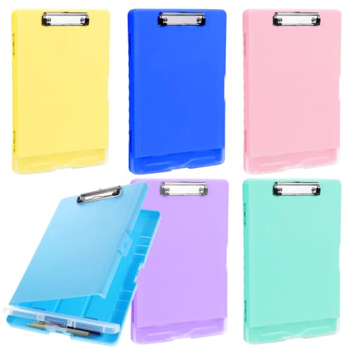 6 PCS Nursing Clipboard with Storage, 14 X 10 X 1.18 Inch Heavy Duty Plastic Storage Clipboard with Pen Holder Large Capacity Folder for A4/Letter Paper, Nursing Organizer for Office, School-6 Colors