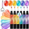 6PCS One-Step Gel Nail Art Pen Set 3-in-1 UV LED Nail Polish, Base & Color Gel & Top Coat in One for Aurora Cat Eye Effect, Easy to Use for Salon & Home (Set-I)