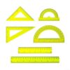 6PCS Plastic Geometry Tools Set With Accurate 1 Degree Calibration Protractors And Clear Triangle Rulers(Yellow)