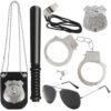6Pcs Police Pretend Play Toys Set,Kids Detective Set Accessories,Police Officer Costumes with Sunglasses,Badges,Handcuffs,Police Baton,Whistle for Kids