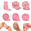6Pcs Taba Squishies Sensory Fidget Toys Set, Gummy Bear Bubble Ice Ocean Cube & Stress Balls Pack, Kids Adults Anxiety Relief, Classroom Prize Birthday Gifts Party Favors (6Pc - Pink)