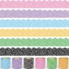 6 Rolls 196.8ft Classroom Bulletin Board Borders, Composition Notebook & School Theme Scalloped Border Trim, Reusable Classroom Decorations for Back to School Blackboard (Pastel Composition Notebook)