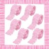 6 Rolls 40 Ft Ruffled Bulletin Board Borders Back to School Classroom Decor Fabric Trims DIY Border Craft for Farmhouse Teacher Supplies First Day of School Party Decoration(Pink and White Checkered)