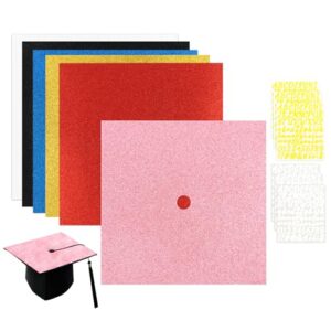6 Sheets Glitter Construction Paper for Grad Caps, Graduation Cap Decorations Bright Cardstock for Graduation Cap DIY Project Scrapbook Birthday Party Decoration(COLOR:Multicolored)
