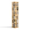 6 Tier Bamboo Rotating Bookshelf, 360 Revolving Bookcase, Natural, 74.7in