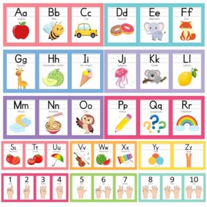6"x14" Pastel Alphabet Number Line for Classroom Wall Decorations, ABC Letter Line Posters Bulletin Board Decor Set, Back to School Kindergarten Preschool Teacher Must Haves Supplies (Colorful)