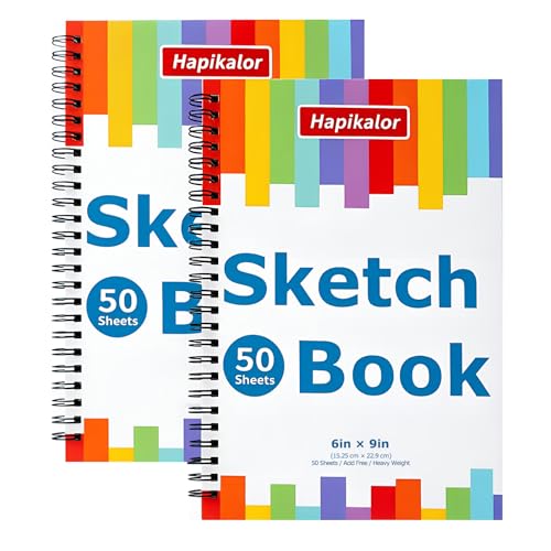 6" x 9" Sketch Book, Spiral Bound Sketch Pad, 50 Sheets 68lb/100gsm Acid-Free Drawing Paper, Art Sketchbook, Drawing Pad for Kids Artists Beginners Professional, Art Supplies for Adults, 2 Pack