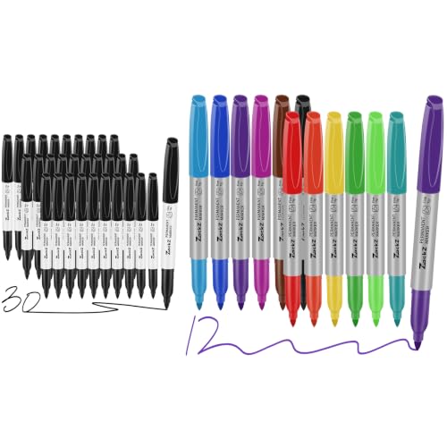 7-ackz Permanent Markers Black and Assorted Colors Fine Point