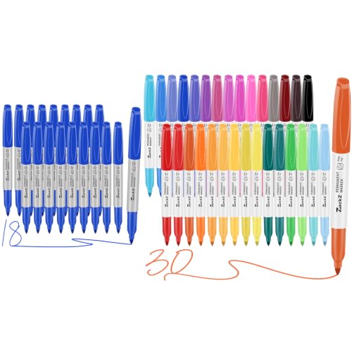 7-ackz Permanent Markers Blue and Assorted Colors Fine Point