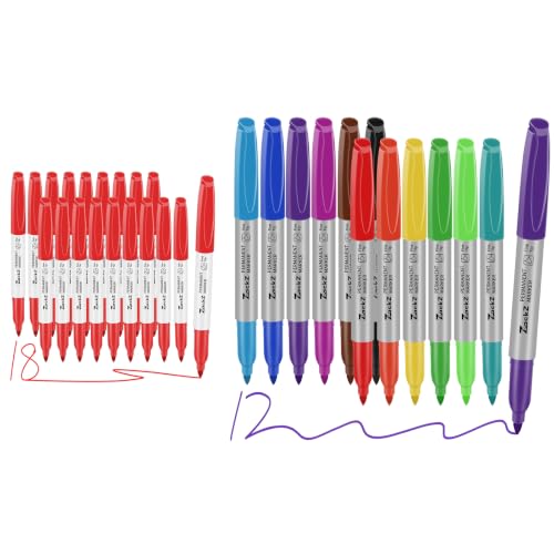 7-ackz Permanent Markers Red and Assorted Colors Fine Point
