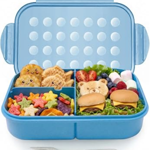 MISS BIG Bento Lunch Box for Kids – Wheat Material with Compartments, Leak-Resistant for School and Daycare (1150ml Nile Blue)