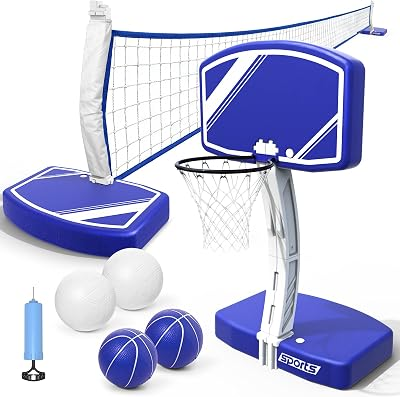 HANDWELL Pool Basketball Hoop&Pool Volleyball Net 2 In 1