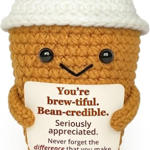 Coffee Lovers Gifts for Women, Positive Espresso Emotional Crochet Handmade Support, Small Appreciation Gifts for Coworker, Teacher Friends Thank You Gift