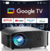 GOODEE Mini Projector [Official Licensed Google TV] Built-in Apps | 1080P Native Image Compatible with Netflix/YouTube/Prime Video/Disney+, Support WiFi and Bluetooth, HDMI/Phone/Laptop