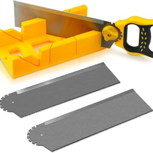 Konvixon 4PCS Miter Box and Saw Set, 3.95 × 12-Inch Extra-Wide Mitre Box with 3 Mitre Saws for Heavy-Duty Tasks, Miter Box with Saw Included for Preci