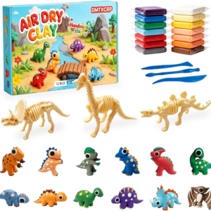 Air Dry Clay Dinosaur Kit for Kids, 12 Dino Skeleton Craft Set