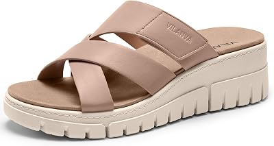 VILANVA Womens Orthopedic Platform Slip On Slides