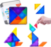 YPLUS Travel Toy Tangram Puzzle for Kids, Mini Magnetic Tiles, 700 Shapes