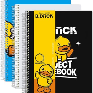 Comix 3 Subject Notebook with 3 Divider, 8.5″ x 11″ letter size, 150 Sheets College Ruled Notebook with Plastic Cover for Office/School/Home (Blue, White, Black)
