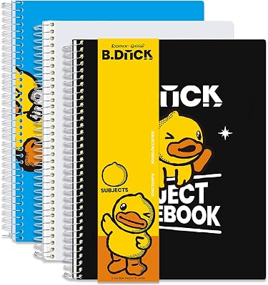 Comix 3 Subject Notebook with 3 Divider, 8.5" x 11" letter size, 150 Sheets College Ruled Notebook with Plastic Cover for Office/School/Home (Blue, White, Black)