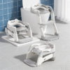 Potty Chair, potty training toilet seat with step stool ladder for Kids and Toddler Boys Girls – Kids Potty Training Soft Padded Seat (Grey+White)