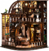 Book Nook Kit-DIY Miniature House for Adult and Teen Beginners, 3D Wooden Library Dollhouse with LED Light, Bookshelf Decor (Basque Study)