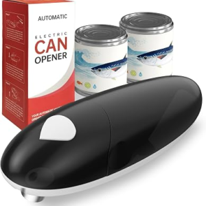 ROLWAY Can Opener, Easy Control Electric Can Opener with Non-Slip Design, Safe and Efficient Can Opener for Seniors, Smooth Edge, Hands Free for Home or Travel, Black